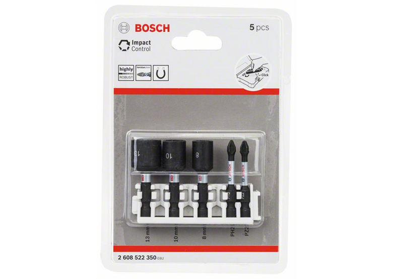 5-częściowy zestaw końcówek wkręcających i kluczy nasadowych Impact Control Bosch 2608522350