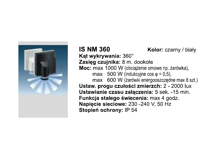 Sensoryczny włącznik światła IS NM 360 C - czarny Steinel ST609214
