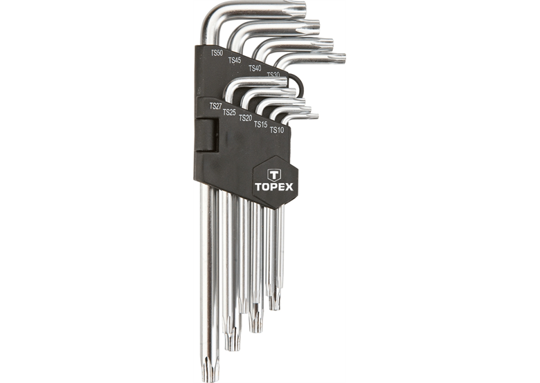 Klucze pięciokątne TS10-50, zestaw 9szt., z otworem, długie Topex 35D951