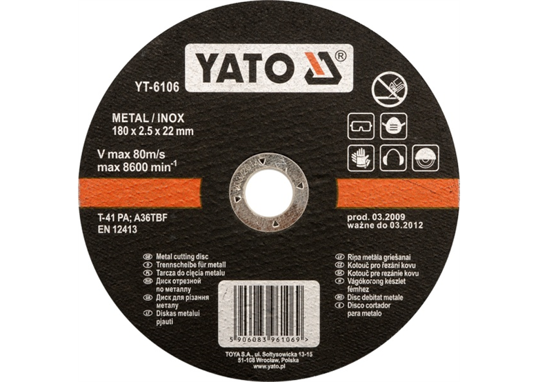 Tarcza do cięcia stali nierdzewnej Yato YT-6103